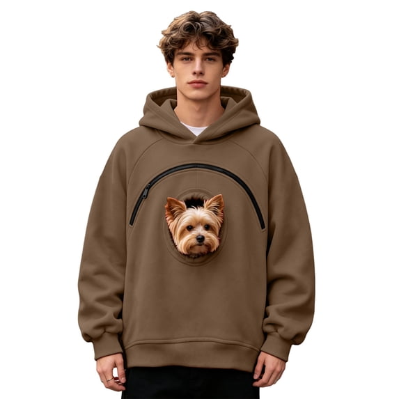 AURORADY Pet Pouch Hoodie Cat Hoodie with Pouch Pull Pocket for Dogs & Snack Hoodies, Kangaroo Sweatshirt with Dog Pouch Side Zip Pocket Sweatshirt Front Dog & Cat Carrier Sweatshirts