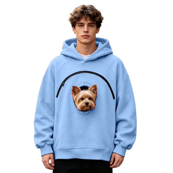 AURORADY Pet Pouch Hoodie for Women Men Oversized Sweatshirt with Zipper Pocket Cat Dog Carrier Pullover Top