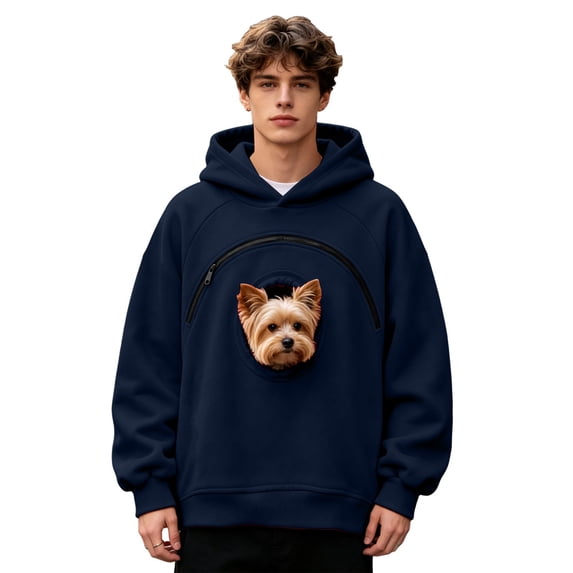 AURORADY Pet Pouch Hoodie for Women Men Oversized Sweatshirt with Zipper Pocket Cat Dog Carrier Pullover Top