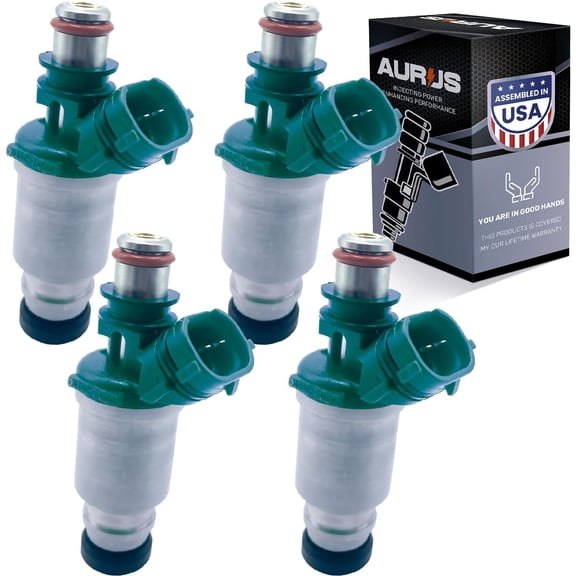 AURUS OEM x4 Fuel Injectors 23250-74100 Compatible with 1992-2000 Toyota Camry Celica MR2 Solara 2.2L 5S-FE motor for Toyota Rav4 2.0L 3S-FE motor I4 OEM 195500-5580 842-12144 (SET of 4)