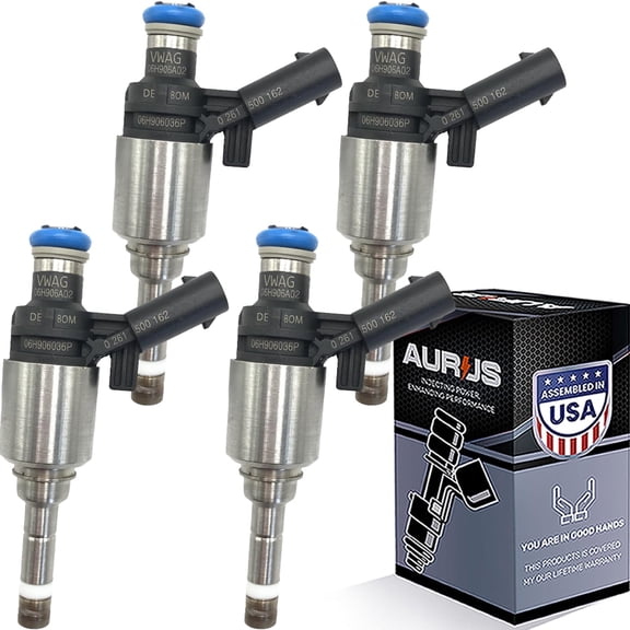 AURUS x4 OEM Fuel injectors 06H906036P Compatible with 2008-2018 Volkswagen Beetle CC Eos GTI Jetta Passat Wagon GLI Tiguan 2.0L I4 Sport Utility Sedan Convertible 06H906036G 855-12105