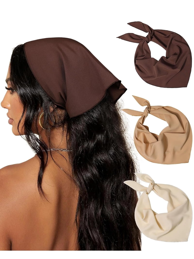 AUSALL 3Pcs Floral Hair Bandanas Chiffon Head Kerchief for 