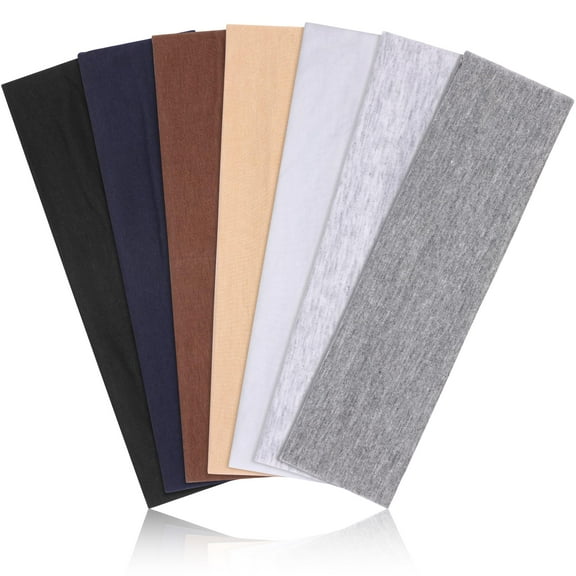 AUSALL Headbands for Women Non Slip - 7PCS Fashion Sports Hair Bands for Women's Hair, Soft Cotton Cloth Stretchy Headbands for Women for Workout Yoga Running