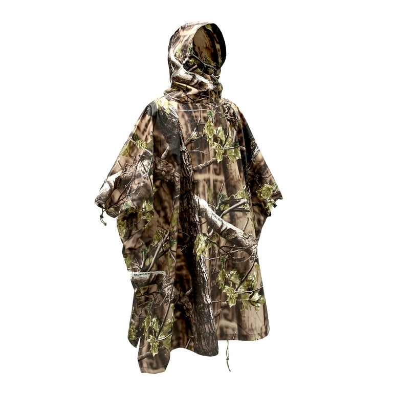 AUSCAMOTEK Portable Military Rain Poncho for Hunting, Camping, and