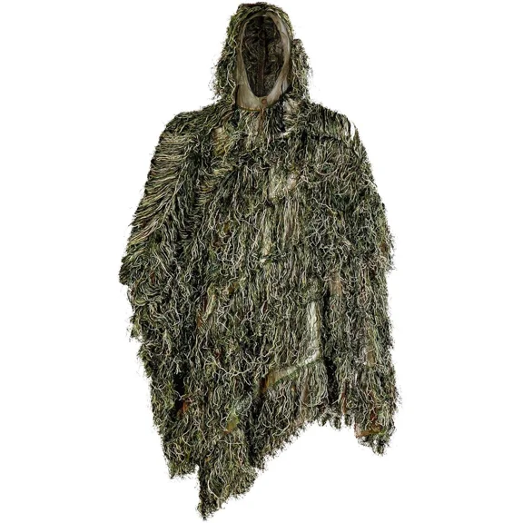 AUSCAMOTEK Ghillie Suit Poncho for Hunting Bird Watch Gilly One Size, Green