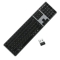 AUSDOM 2.4G Wireless Bluetooth Full Size Keyboard,Quiet Slim Multi-Device Rechargeable with Number Pad | Compatible with PC/Mac/Windows - Black