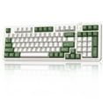 thumbnail image 1 of AUSDOM 98Pro Wireless Mechanical Silent Keyboard – 97Keys, Silent Tactile Switches, Hot Swappable, White Backlit, Gasket Structure, Bluetooth/2.4GHz/USB-C, Customizable (Green & White-Silent), 1 of 8