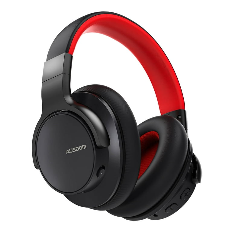 ヘッドホン AUSDOMワイヤレス anc7 ブラック レッド AUSDOM E7 Active Noise Cancelling Headphones, 50H Playtime