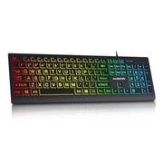 AUSDOM Large Print Backlit Computer Keyboard,Quiet Wired USB Full Size Keyboard,Oversize Letters Keys Easy to See and Type,Black