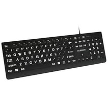AUSDOM Large Print Computer Keyboard,Quiet Wired USB Full Size Keyboard,Oversize Letters Keys Easy to See and Type,Black