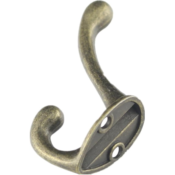 AUSENNNA Double Hooks and Dual Screw Holes Zinc Alloy Heavy Duty Wall Mounted Coat Hooks for Hanging Bag Scarf Towel Hat Key Cup Decorative DIY Coat Hanger 8 Pieces (Bronze)