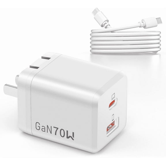 DONGNI 70W 65W USB C Fast Charger for Nintendo Switch 2/ Powers in TV Mode/Steam Deck/ROG Ally/i-Phone Air/17/17 Pro Max, Galaxy/Sam-sung Galaxy S25/S24 Ultra Tablet & LaptopWhite
