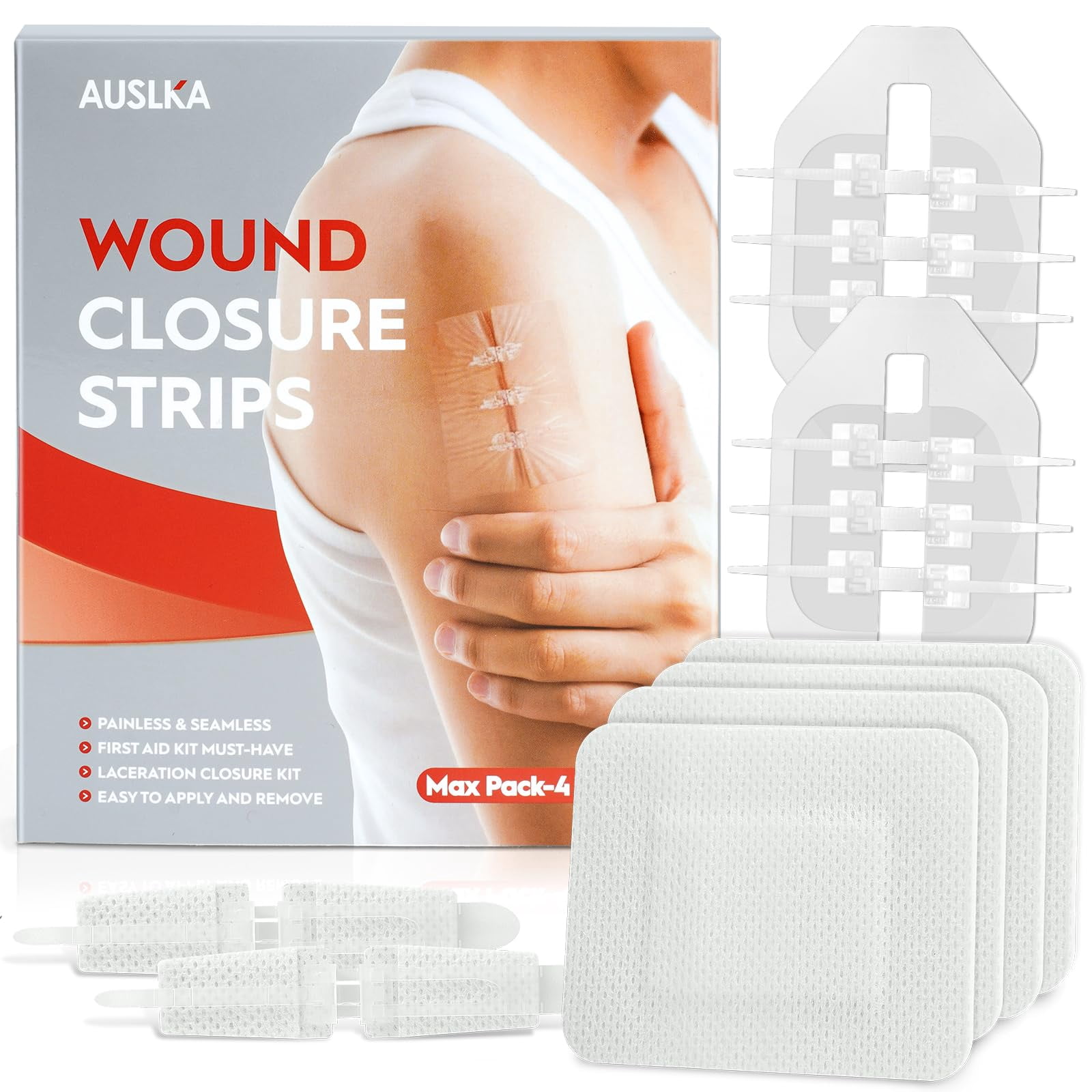 AUSLKA Laceration Closures 4pk 2 Types Emergency Wound Closure