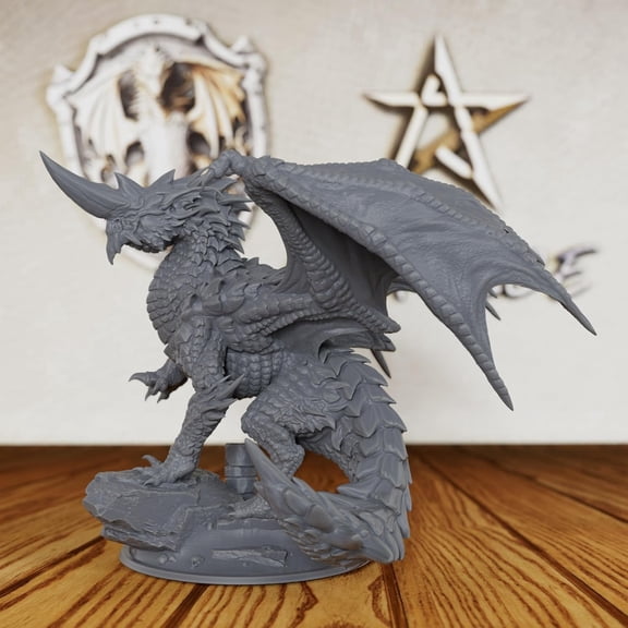 AUSPDICE 28mm Unpainted Blue Dragon Miniature for DND RPG & Tabletop Fantasy Games, Customizable Hand-Paint Ready Figure for TRPG Campaigns and Collectors - Fantasy Dragon Model-AS04