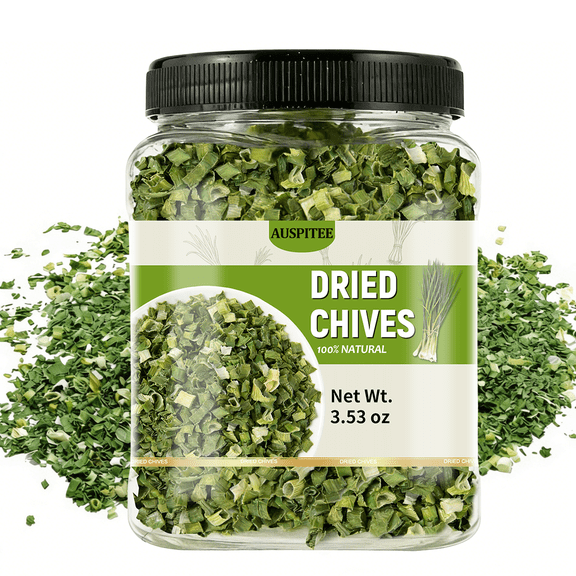 AUSPITEE Dried Chives 3.53OZ(100g) Dehydrated Chopped Chives for Cooking Soup
