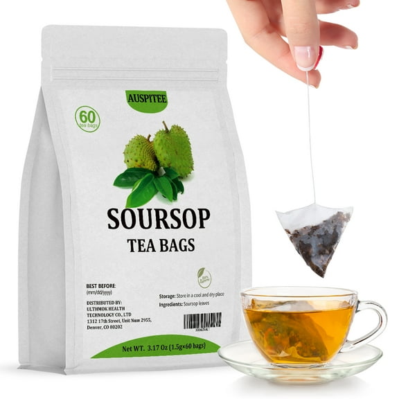 AUSPITEE Soursop Tea Bags,1.5g*60 bags, Pure Soursop Leaves,Afternoon Tea