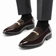 thumbnail image 1 of AUSTIN MILL Men's Classic Loafers, Patent Leather and Velvet Mixed Formal Dress Shoes, Slip-On Business Casual Tuxedo Shoes, 1 of 12