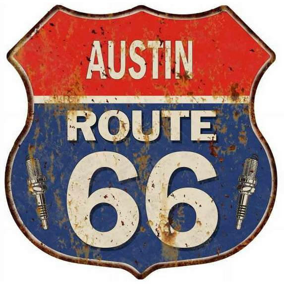 AUSTIN Route 66 Sign Shield Metal Gift Man Cave Gift 211110002250