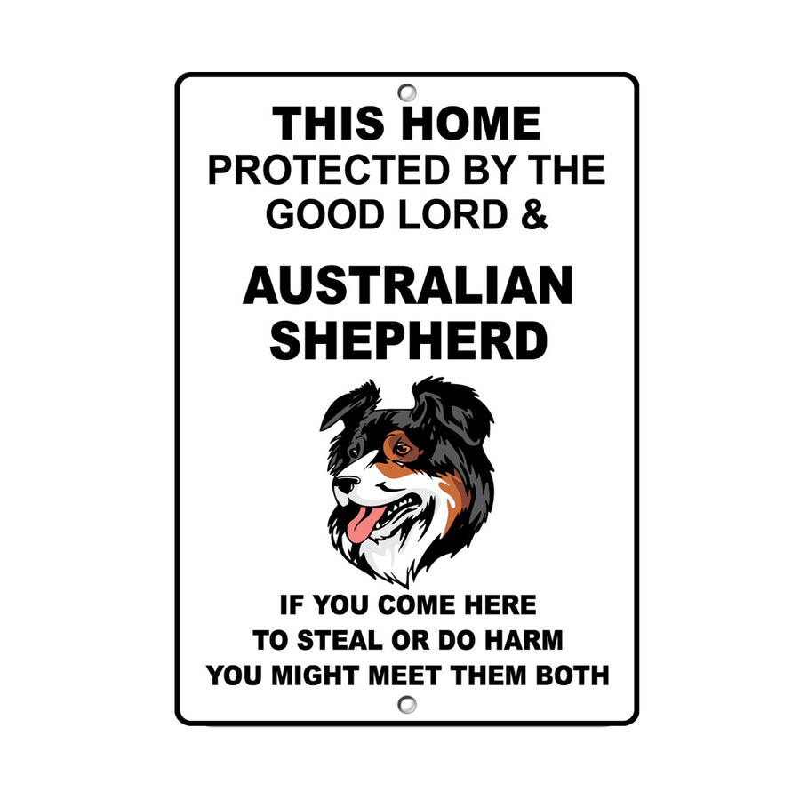 SIGNCHAT Belgian Malinois Dog Protected By Good Lord Metal Sign - 8x12 Inches, Vintage Rustic Design, With Pre-Drilled Holes For Hanging