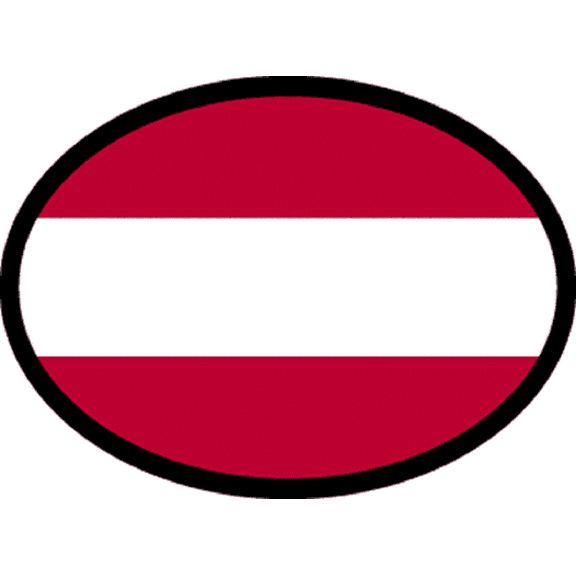 AUSTRIAN FLAG Sticker - Orignal Artwork Vinyl - Reflective Germanic Oval Decal Sticker - 3.5" x 4.75"