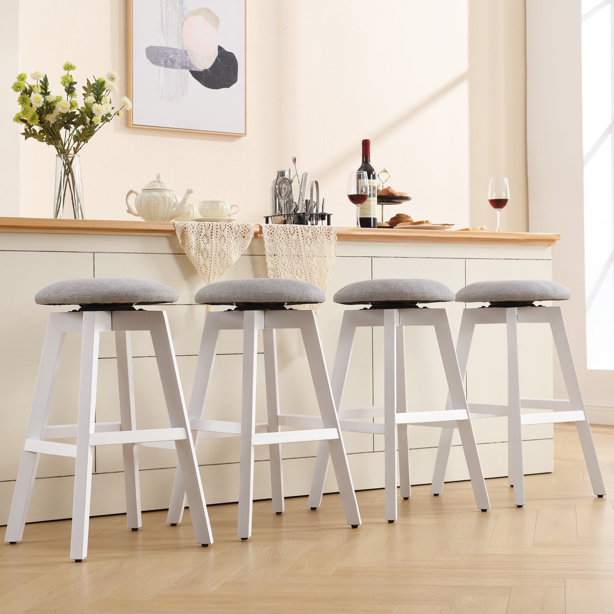AUSTUFF 26" Bar Stools Set of 4 Swivel Counter Height Bar Stools for ...
