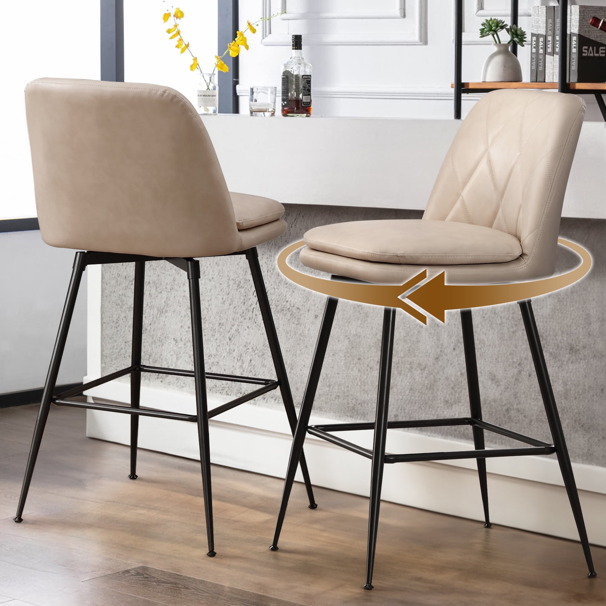 Cream leather kitchen stools discount