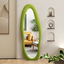 AUSTUFF Full Length Mirror 63"x24" Irregular Wavy Mirror Floor Mirror, Grass green