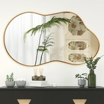 AUSTUFF Irregular Wall Mirror Cloud Shaped Bathroom Mirror 24"x36", Gold