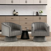AUSTUFF Mid-Century Swivel Cuddle Barrel Accent Sofa Chair Set of 2 360-degree, Gray