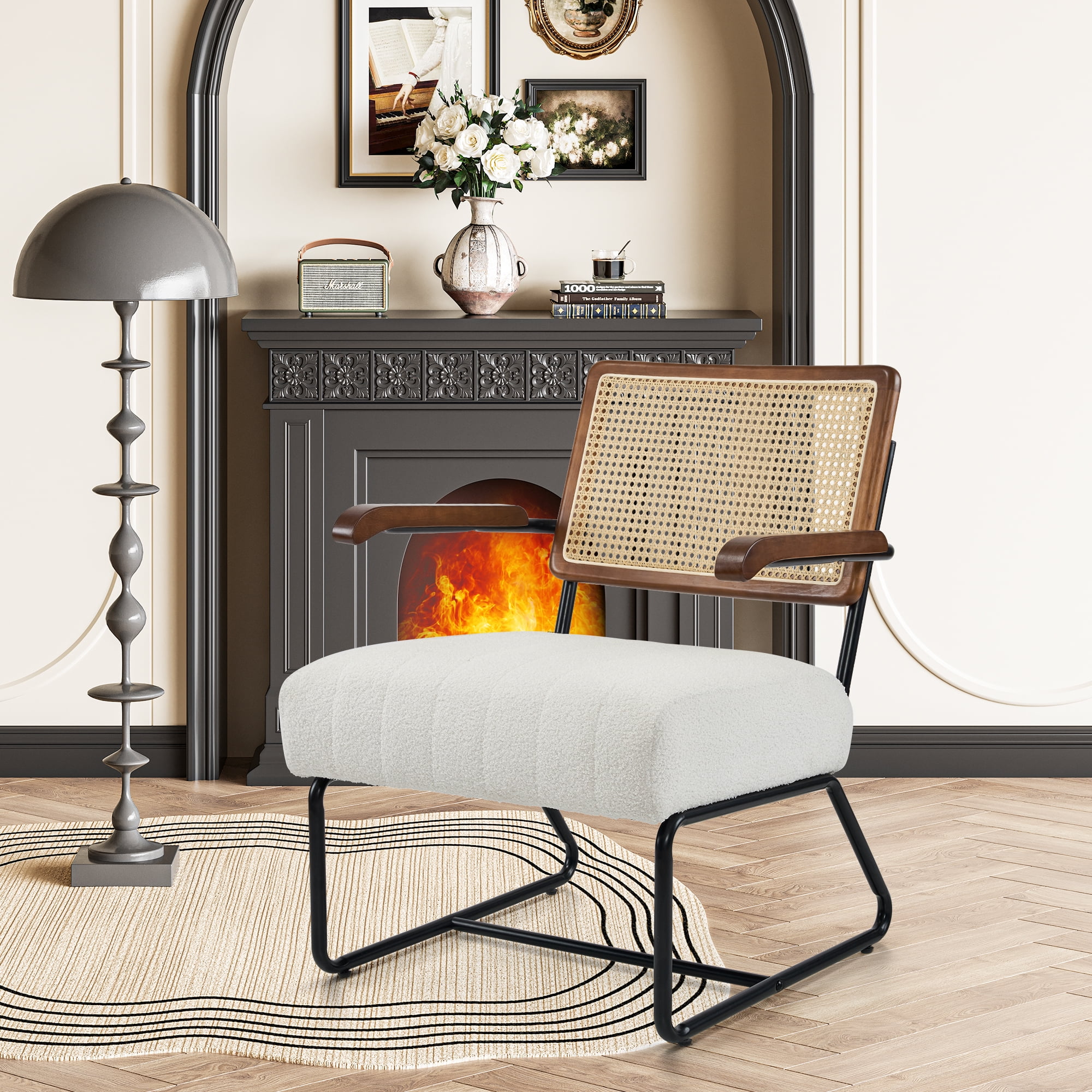 Better Homes Gardens Papasan Chair with Sherpa Cushion White
