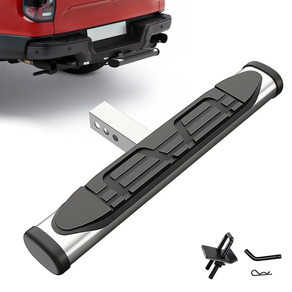 AUSUM MOTOR For 2" Receiver Trailer Towing Hitch Step Bar Rear Bumper Guard 27" X 9.6" Oval Black Robust Steel Structure, Max Load 300lbs