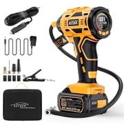 Autder Tire Inflator 180 PSI Cordless Air Compressor with Battery and Car Adapter, Yellow