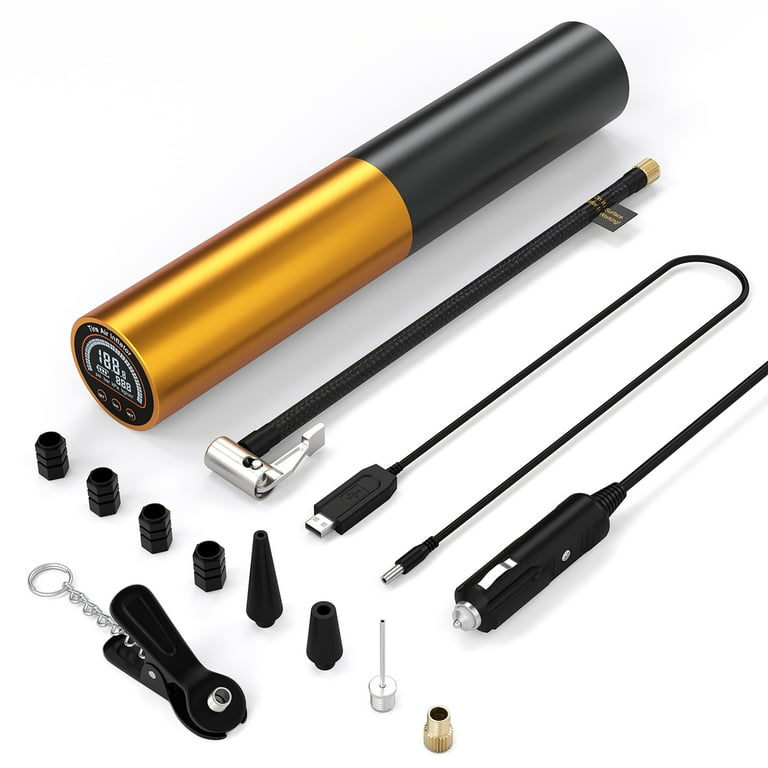 AUTDER Portable Bike Tire Pump 3000mAh Rechargeable Air Compressor Auto Off High Pressure LED Light Walmart