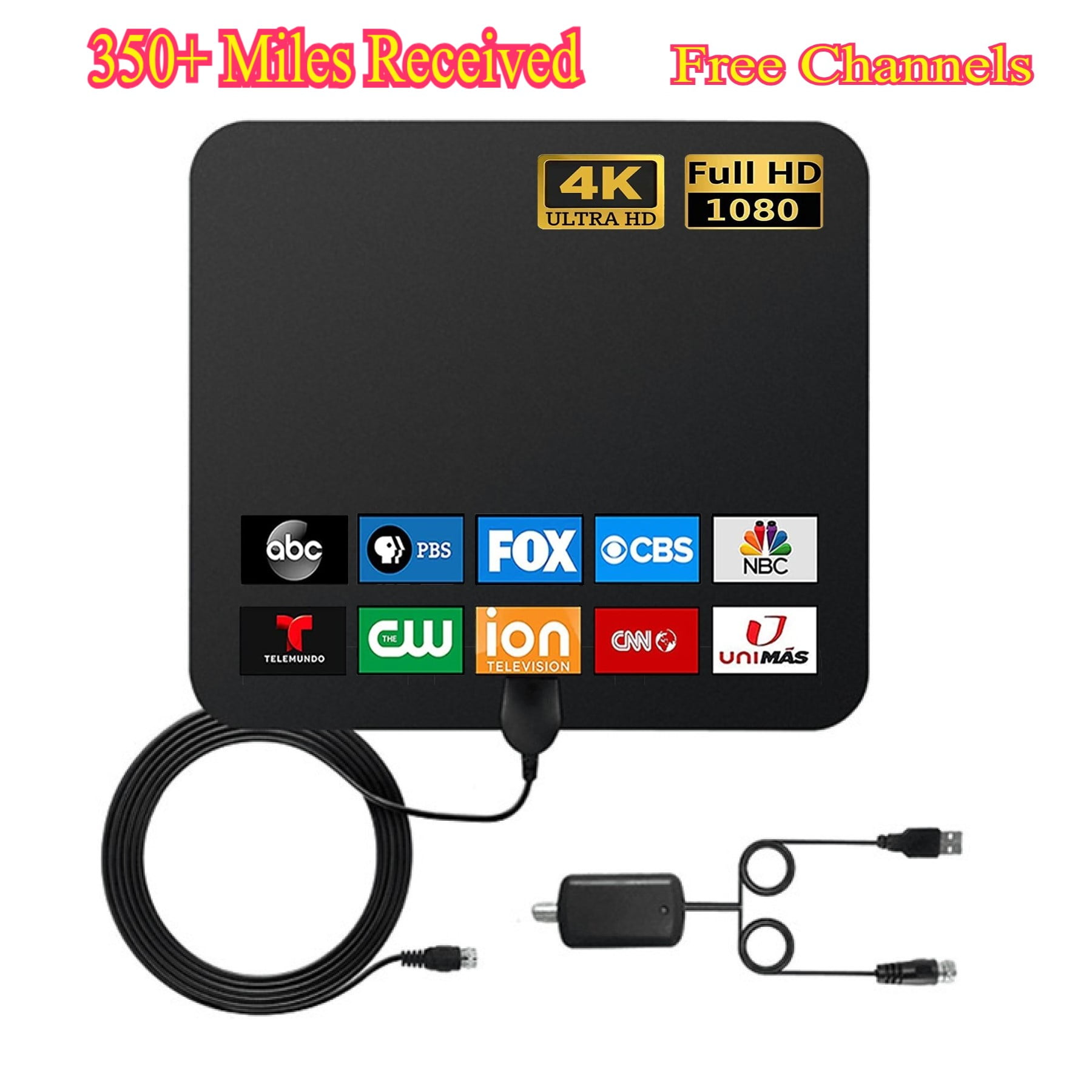 AUTERCO Amplified Digital HD TV Antenna for Smart TV, 350+ Miles Long Range Indoor TV Antenna for Free Local Channels 4K, HD, 1080P, VHF, UHF, Support All Television