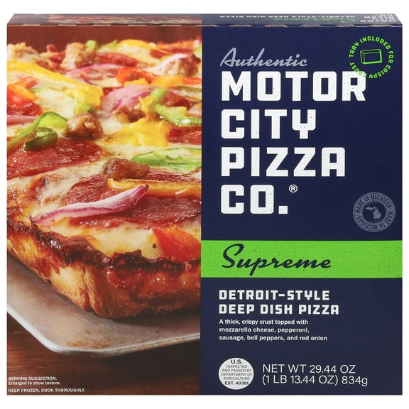 Authentic Motor City Pizza Company. Supreme Detroit-Style Pizza, Tomato Sauce, 27.87 oz (Frozen)