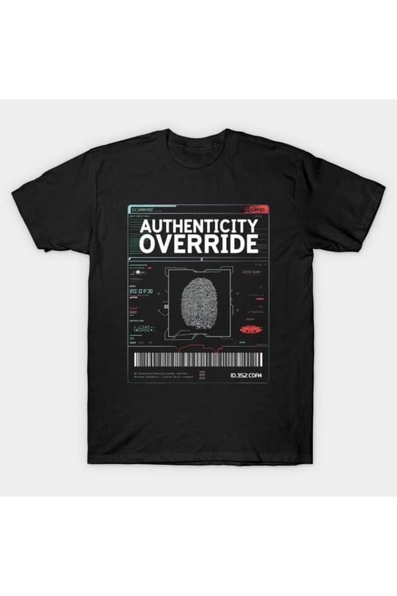 AUTHENTICITY OVERRIDE Funny Glitch Cyberpunk Techwear Streetwear Retro - Perfect Birthday Present G4885 T-Shirt, for men and women, Up to Size 5XL