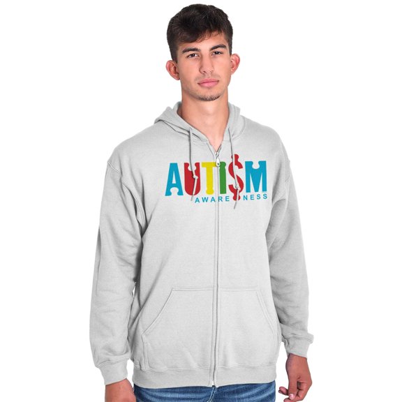 AUTISM AWARENESS Zipper Sweat Shirt Zip Sweatshirt Autism Disability Awareness | Support Puzzle Piece