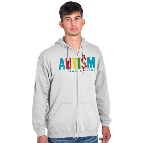 AUTISM AWARENESS Zipper Sweat Shirt Zip Sweatshirt Autism Disability Awareness | Support Puzzle Piece
