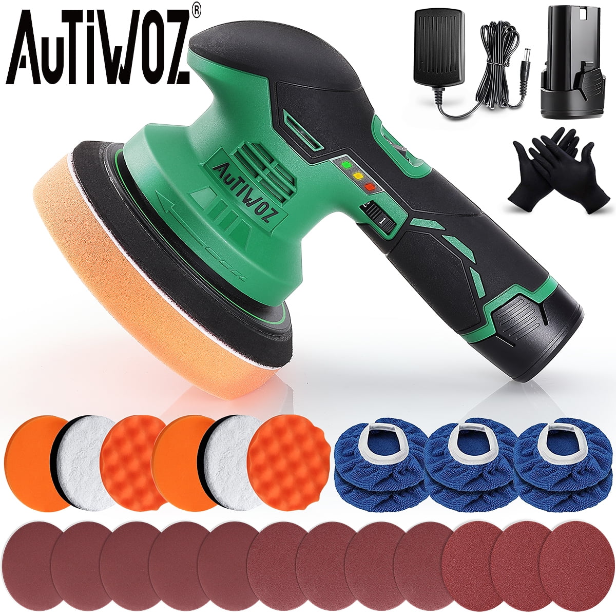 AUTIWOZ Cordless Car Polisher Buffer Sander Machine Dual Action
