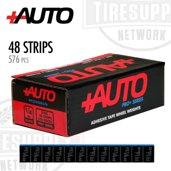 +AUTO 1/4oz, 0.25oz, Steel, Adhesive Stick on Wheel Weights, EZPeel Tape Weights, Cars, Trucks, SUVs, Motorcycle, Low Profile, Rim Contoured, OE Certified, U.S.A. Professional Grade, 576pcs (Black)