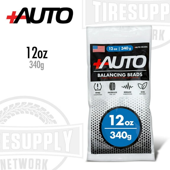 +AUTO 12 oz Tire Balancing Beads, Drop-In Bag with Valve Cap & Valve Core (1 Pack)