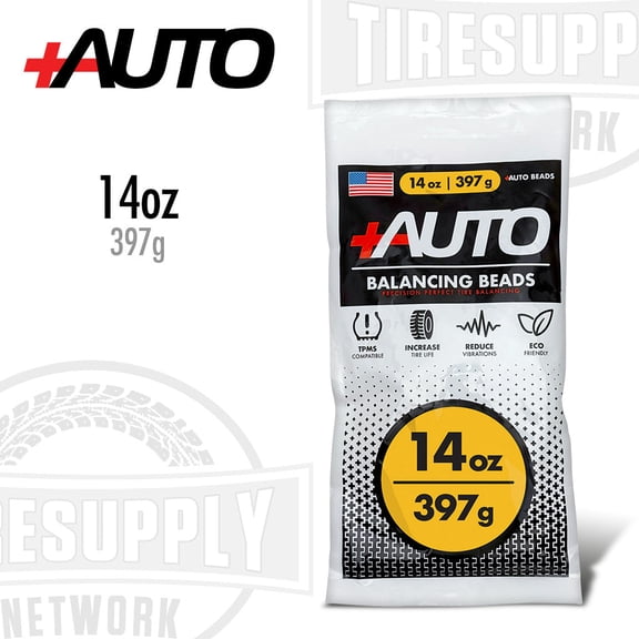 +AUTO 14 oz Tire Balancing Beads, Drop-In Bag with Valve Cap & Valve Core (1 Pack)