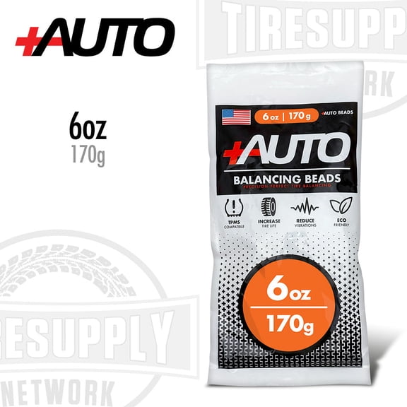 +AUTO 6 oz Tire Balancing Beads, Drop-In Bag with Valve Cap & Valve Core (1 Pack)