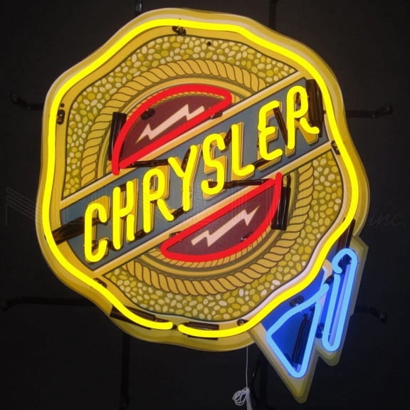 AUTO CHRYSLER BADGE NEON SIGN WITH BACKING 5CRYBK