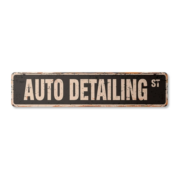AUTO DETAILING Vintage Aluminum Street Sign car dealership workshop detailing rustic metal tin | Indoor/Outdoor | 18" Wide