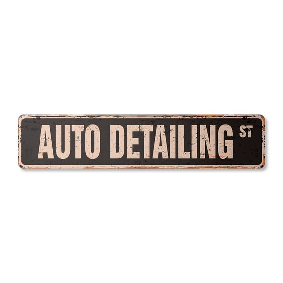 AUTO DETAILING Vintage Aluminum Street Sign car dealership workshop detailing rustic metal tin | Indoor/Outdoor | 24" Wide