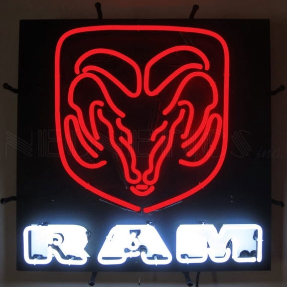 AUTO DODGE RAM RED NEON SIGN WITH BACKING 5RAMBK