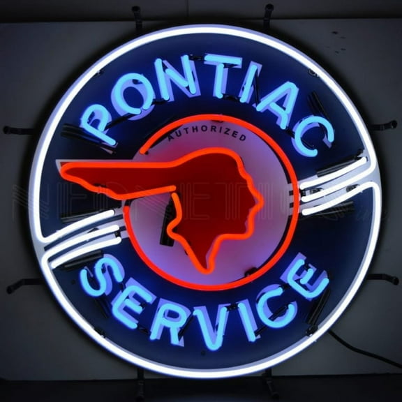 AUTO GM PONTIAC SERVICE NEON SIGN WITH BACKING 5PONBK