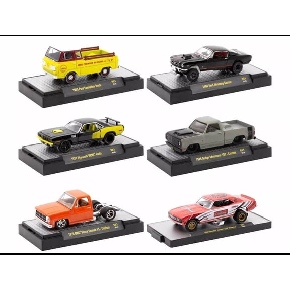AUTO MEETS 6 CARS SET, RELEASE 81 IN CASES 1/64 DIECAST BY M2 MACHINES 32600-81