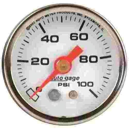 AUTO METER 2177 PRESSURE GAUGE, 0-100 PSI, WHITE
